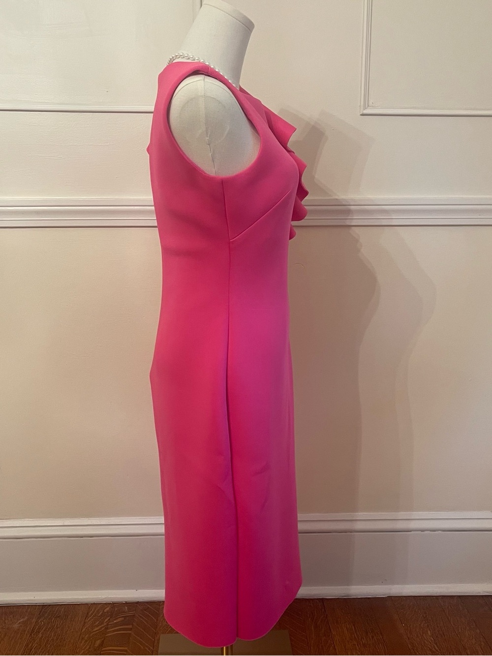 Eliza J Hot Pink One-Shoulder Ruffle Sheath Dress - Picture 4 of 5